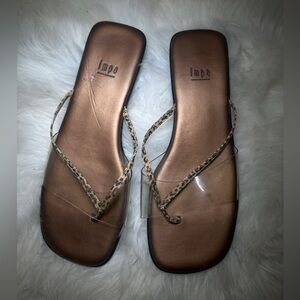 Impo Women's Tan Sandals with Leopard Print Straps